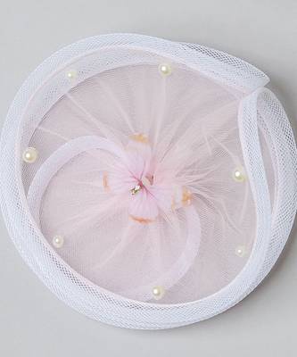 Pink net pearl fascinator 3