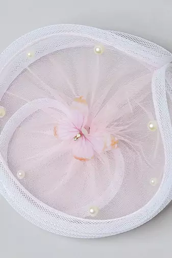 Pink net pearl fascinator