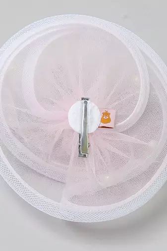 Pink net pearl fascinator