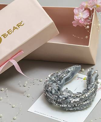 Grey stone net hair band 2