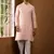 Men   s peach self-textured viscose blend kurta with white pajama set