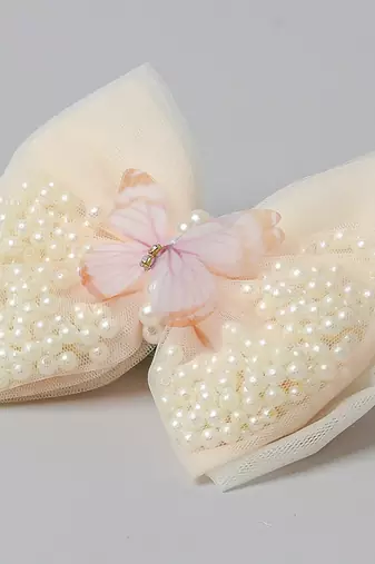 White net pearl hair bow