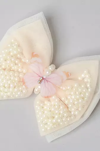 White net pearl hair bow