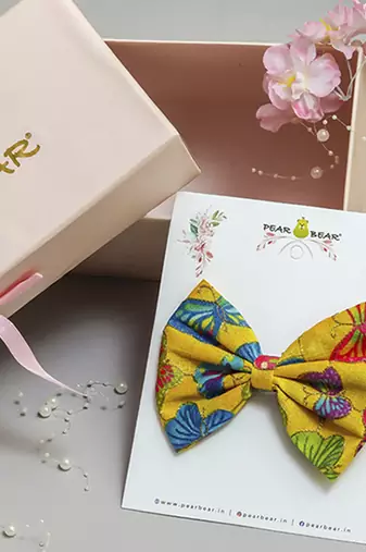 Multicolor plain printed hair bow
