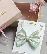 Green plain printed hair bow