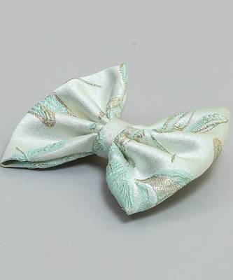 Green plain printed hair bow 2