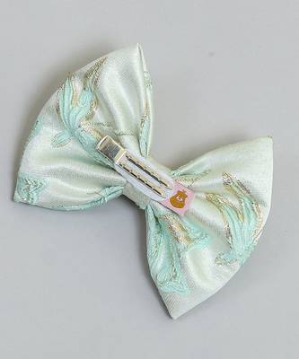 Green plain printed hair bow 4