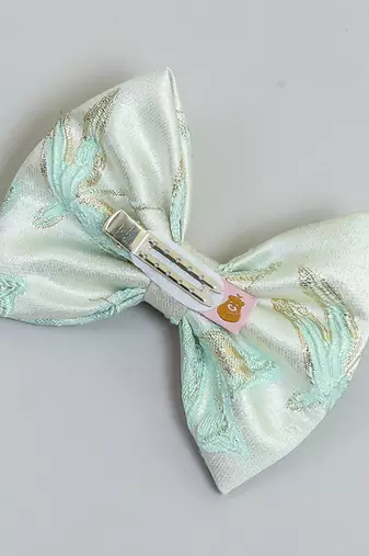 Green plain printed hair bow