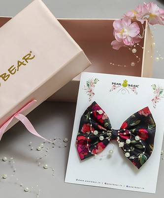 Multicolor plain printed hair bow 1