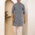 Men   s indigo handblock printed cotton kurta with white pajama set
