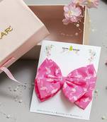 Pink plain printed hair bow