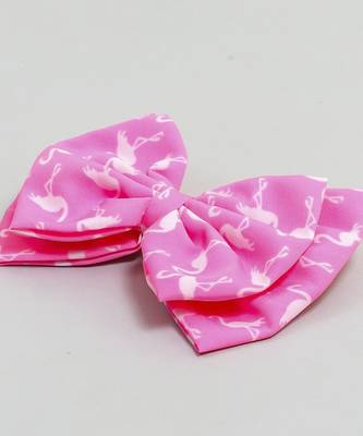 Pink plain printed hair bow 2