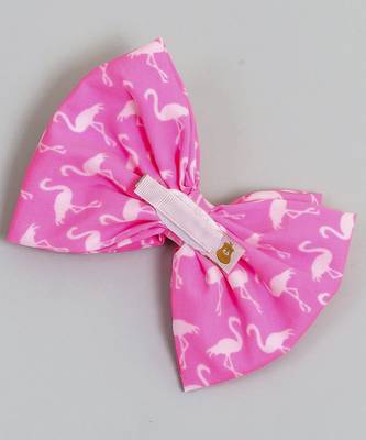 Pink plain printed hair bow 4