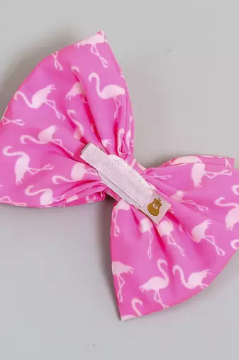 Pink plain printed hair bow