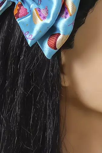 Blue plain printed hair bow