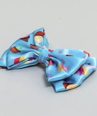 Blue plain printed hair bow 3