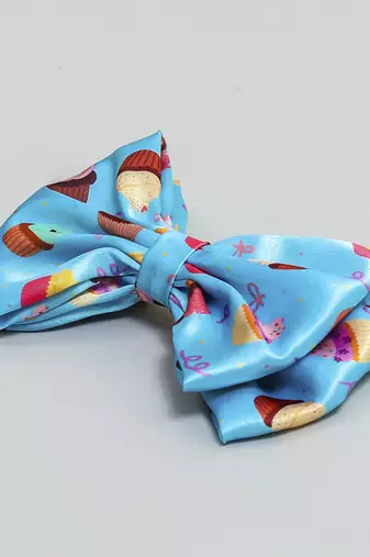 Blue plain printed hair bow