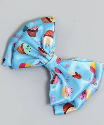 Blue plain printed hair bow 4