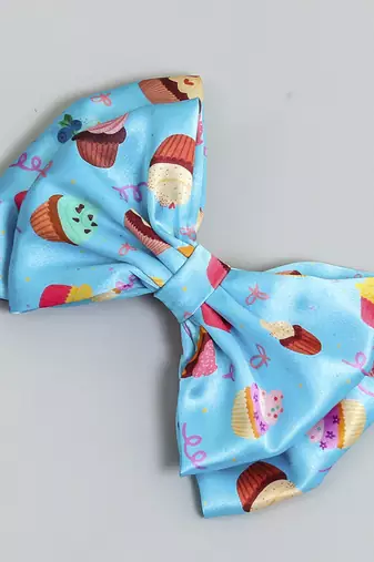 Blue plain printed hair bow