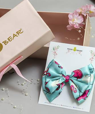 Green plain printed hair bow 1