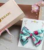 Green plain printed hair bow