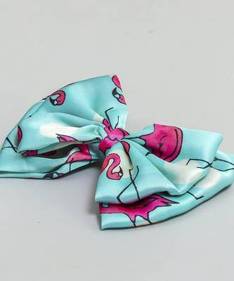 Green plain printed hair bow 2