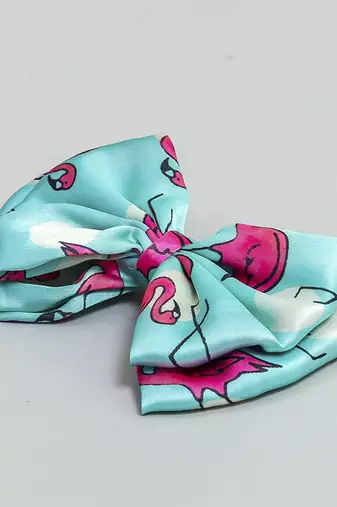 Green plain printed hair bow