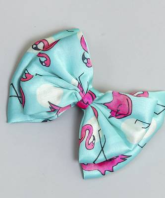 Green plain printed hair bow 3
