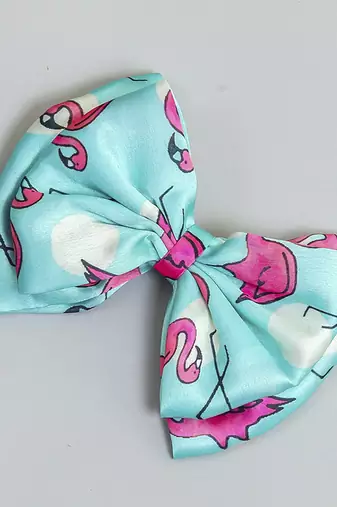 Green plain printed hair bow