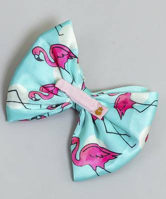 Green plain printed hair bow 4