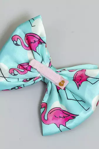 Green plain printed hair bow
