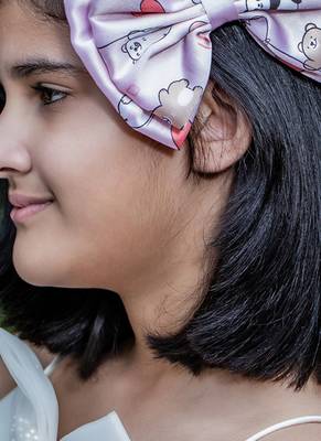 Pink plain printed hair bow 1