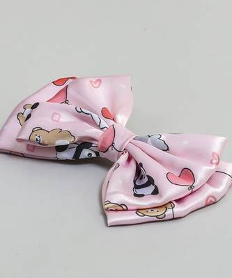 Pink plain printed hair bow 2