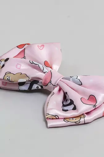 Pink plain printed hair bow