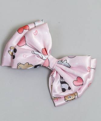 Pink plain printed hair bow 3