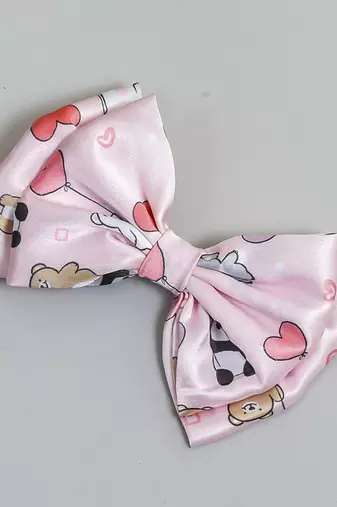 Pink plain printed hair bow