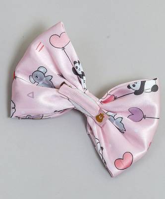 Pink plain printed hair bow 4