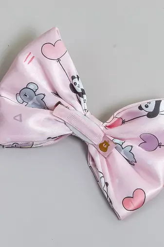 Pink plain printed hair bow