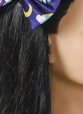 Blue plain printed hair bow 1