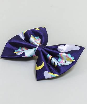 Blue plain printed hair bow 2