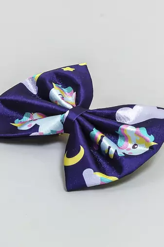 Blue plain printed hair bow
