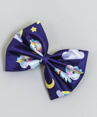 Blue plain printed hair bow 3