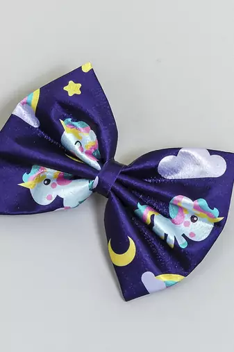 Blue plain printed hair bow