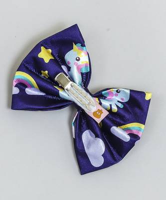 Blue plain printed hair bow 4