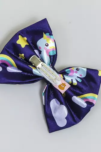 Blue plain printed hair bow