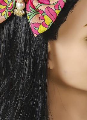 Multicolor plain printed hair bow 1