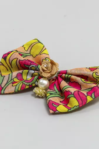 Multicolor plain printed hair bow