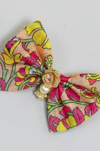 Multicolor plain printed hair bow