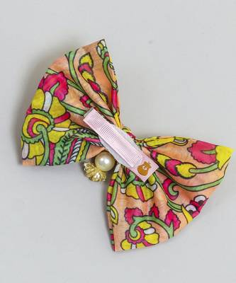 Multicolor plain printed hair bow 4
