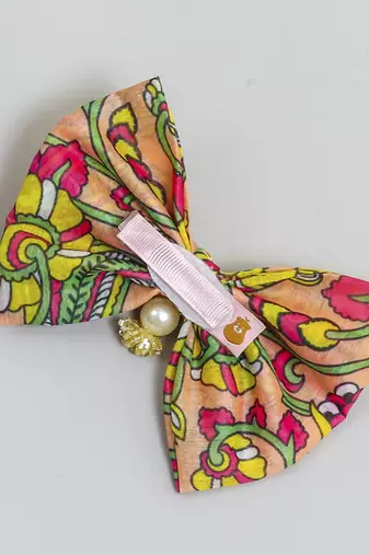 Multicolor plain printed hair bow